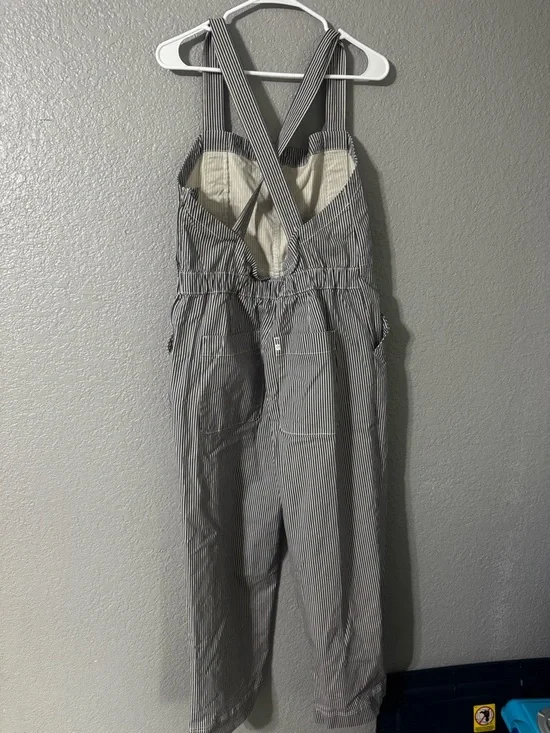 Free Assembly Blue & White Striped Overalls Size L - Picture 3 of 4